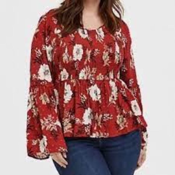 Torrid Baybydoll Top With Bell Sleeves Sz 3 - Picture 2 of 12